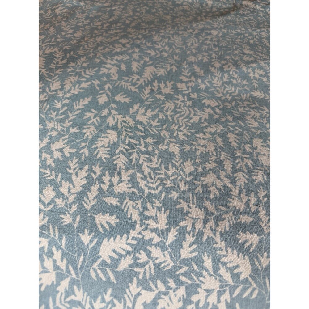 Vintage Large Vera Neumann Light Blue Leaves Tablecloth 100"x60"